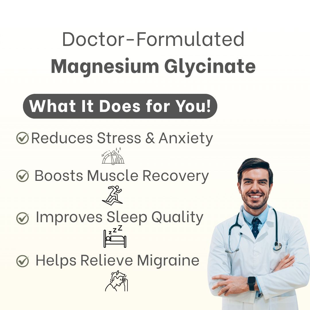 Zoomer Health Magnesium Glycinate for Better Sleep, Stress Relief & Muscle Support